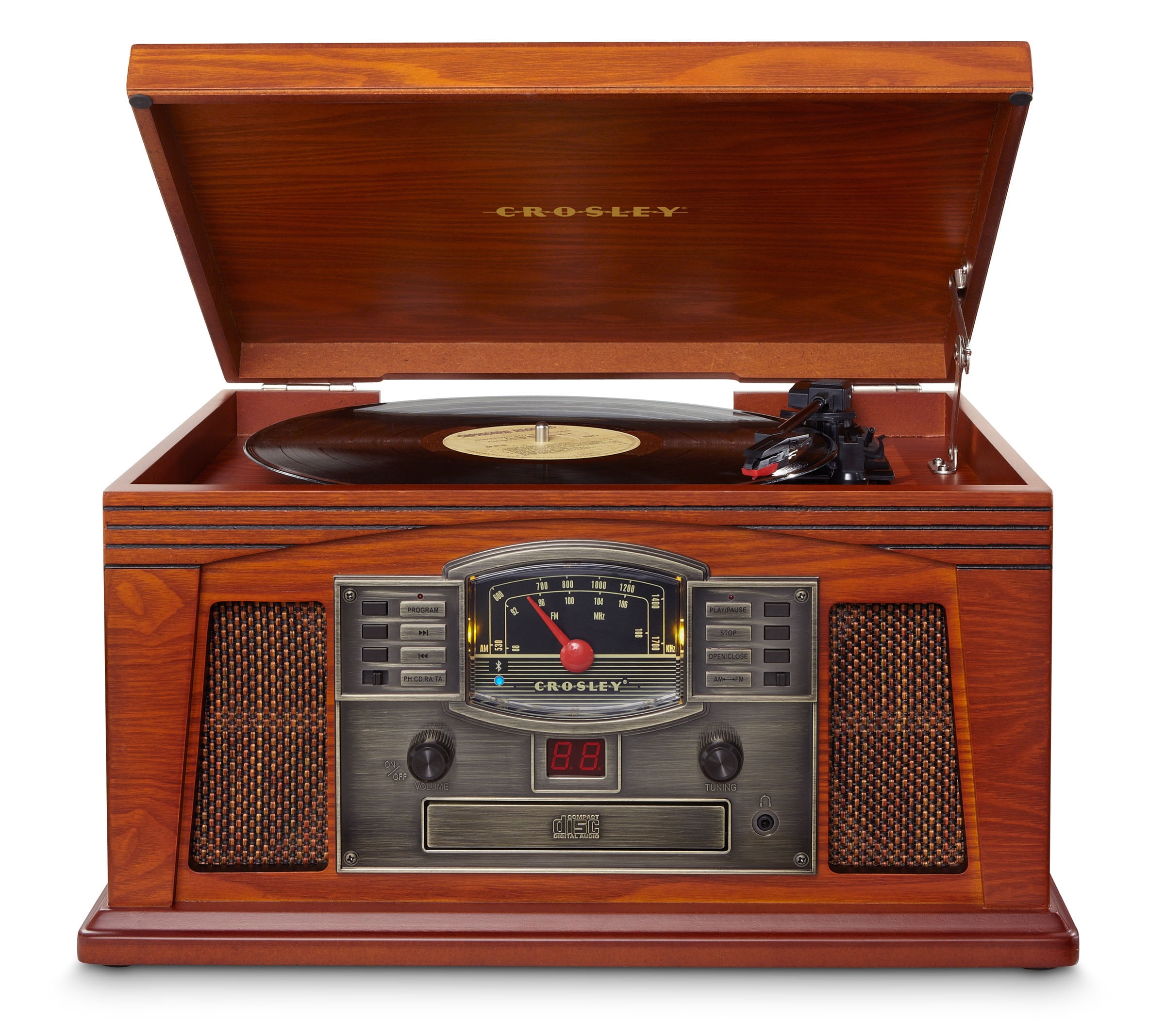 Crosley CR42D-PA Lancaster 3-Speed Turntable with Radio, CD 