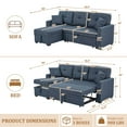 thumbnail image 2 of Timbernest 76.5" Pull Out Sofa Bed, Convertible L Shaped Sectional Sleeper Sofa with Chaise Storage, Dark Blue Linen Blend, 2 of 11