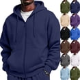 thumbnail image 3 of Full Zip Up Hoodies for Men Oversized Hooded Fleece Sweatshirt | Open Front Cardigan, Zipper Jackets, Oversize, Streetwear, Basic Fit, Lightweight, Warm, Big and Tall, Hooded Sweatshirt Navy M, 3 of 9