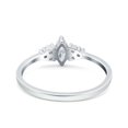thumbnail image 3 of Simulated Cubic Zirconia Size-5 Marquise Art Deco Engagement Ring Round 3 Stone 925 Sterling Silver, 3 of 7