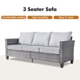 thumbnail image 3 of ODELIO 5-Piece All-Weather Wicker Patio Furniture Set, PE Rattan Outdoor Conversation Set with 3-Seat Sofa, 2 Armchairs & 2 Ottomans for Backyard, Porch & Deck, Light Gray Cushions, 3 of 8