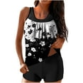 thumbnail image 2 of Nerohusy Women's Swimwear Tankini 2 Piece Sleeveless Tank Tops with High Waisted Shorts Floral Print Hawaiian Beach Bathing Suits,Multicolor,L, 2 of 6