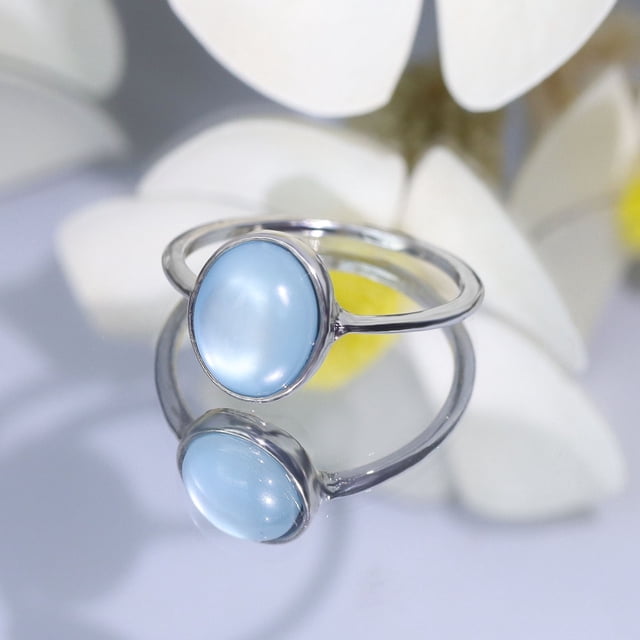 WREESH Women's Ring Simples Small Oval Opal Versatile Bracelet