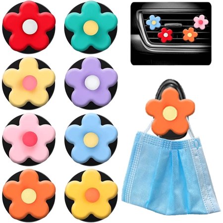 8 Pcs Cute Vibrant Daisy Flower Car Air Vent Clips Colorful Fresheners Charms Air Conditioning Outlet Interior Accessories Automotive for Women & Girls