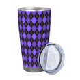 thumbnail image 2 of Susaid purple argyle Print 20oz Car Cup,Insulated Coffee Cup Fully Spill Proof Travel Coffee Mug, Stainless Steel Tumbler for Work Home Outdoor Car-Straw Three-piece Set, 2 of 8
