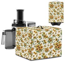ZIATUBLES Universal Juicer Cover Dustproof Stain Resistant Foldable Kitchen Appliance Cover with Top Handle, Fits Most Blender Juicers, Sunflower Bee Print, 17 "W x 11 "D x 15 "H