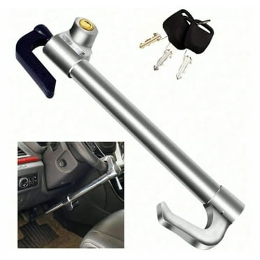Universal Steering Wheel Lock With Pedal Brake Lock, Extendable Double Hooks Anti-Theft Car Security Device For Cars, SUVs, Trucks, With 3 Keys