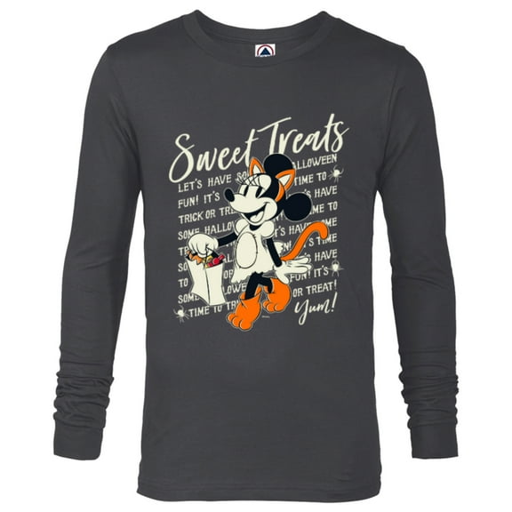 Disney Minnie Mouse Halloween Cat Costume Sweet Treats - Long Sleeve T-Shirt for Men - Customized-Charcoal Heather