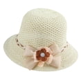 thumbnail image 3 of Delayuji Bucket Hat for Women French Retro Woven Handmade Ruffled Bow Foldable Breathable Wide Brim UV Protection Summer Travel beach hat Daily Outdoor Hat, 3 of 3