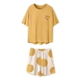 thumbnail image 4 of ICHUANYI Women Leisure Pajamas Two Piece Printed Loungewear Casual Short Top Shorts Sleepwear PJ Set with Built-in Bra, 4 of 4