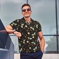 thumbnail image 3 of Kdxio Moth And Flowers Print Men's Short Sleeve Polo Shirt,Midweight Men's Shirt, 3 of 6