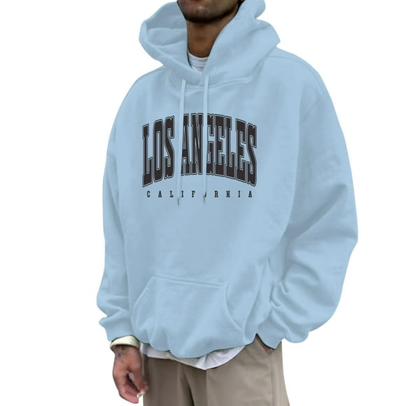 LUOGENLI Hoodies for Men Carhartt White Male Fashion Casual Letter Part Print Hooded Pullover Long Sleeve Hooded Sweater Men Hoodies Graphic Mexico Blue2 Size XL