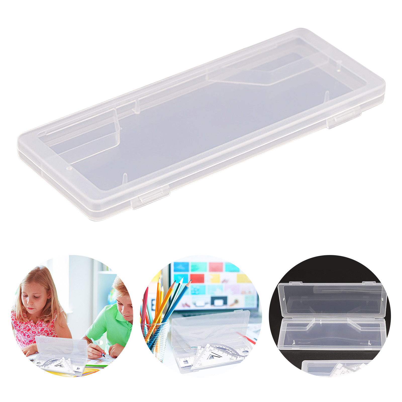 Mchoice Office School Supplies Pens Learn To Drive Straight Ruler Box Transparent Student Stationery Box Test Special Four-piece Ruler Box Pencil Case Pencil Pouch Colored Pencils - image 2 of 9