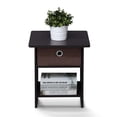 thumbnail image 6 of Furinno 2-10004DWN End Table & Night Stand Storage Shelf with Bin Drawer, Dark Walnut - Set of 2, 6 of 7