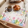 thumbnail image 3 of Spring Floral Easter Placemats Set of 12 Pastoral Tulip Flowers Rustic Place Mats Indoor Wipeable Table Mats Washable Cloth Dining Table Placemats for Kitchen Holiday Party Home Decor 13x19 Inch, 3 of 9