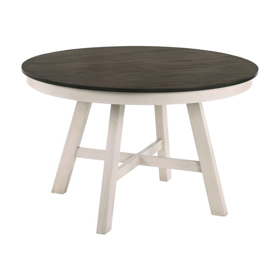 Pemberly Row Traditional Solid Wood Round Dining Table in White/Brown