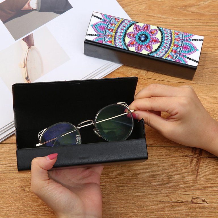 NUZYZ 1 Set Glasses Case Diamond Painting Faux Leather Eye Glasses Box for  Travel 