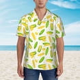 thumbnail image 2 of Sikiie Cartoon Corn Print Men's Hawaiian Shirt, Summer Beach Button Pocket Short Sleeve T-Shirt,Small, 2 of 7