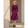 thumbnail image 5 of DARING DIVA 3/4 Sleeve A-Line Crew Neck Flare Midi Dress S Purple, 5 of 6
