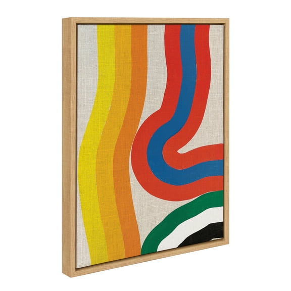 Kate and Laurel Sylvie It Depends on What You See Framed Canvas Wall Art by Amber Vittoria, 18x24 Natural, Modern Abstract Colorful Geometric Art for Wall Decor