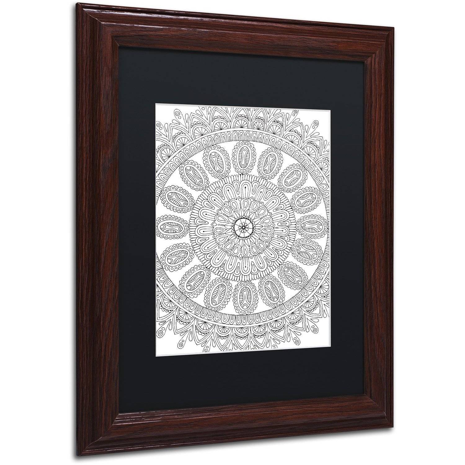 Trademark Fine Art "Mandala" Canvas Art by Hello Angel, Black Matte, Wood Frame