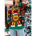 thumbnail image 5 of Ugly Christmas Sweater for Women Cartoon Print Loose Knitwear Long Sleeve Round Neck Pullover, 5 of 8