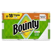 Bounty Paper Towels Full Sheet White, 6 Triple Rolls, 75 Sheets per Roll