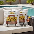 thumbnail image 5 of Farm Sunflowers Pillow Covers 2 Pack Summer Floral USA Red Truck Wood Grain Vintage Pillowcase Waterproof Outdoor Throw Pillow Cover for Patio Garden Square Cushion 24”x24”, 5 of 9