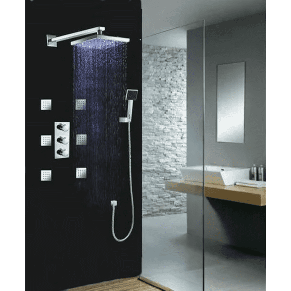 Juno Multi Color Water Powered Led Shower with Adjustable Body Shower Jets and Mixer