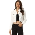thumbnail image 1 of Chaqueta de mezclilla Allegra K Lavada con botones y manga larga de algodón para mujer Blanco M, 1 of 6