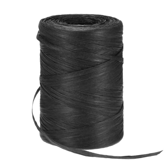 Uxcell Raffia Yarn for Crochet, 328 Yards 5mm Raffia Paper Ribbon Flat String for DIY Crafts[Black]