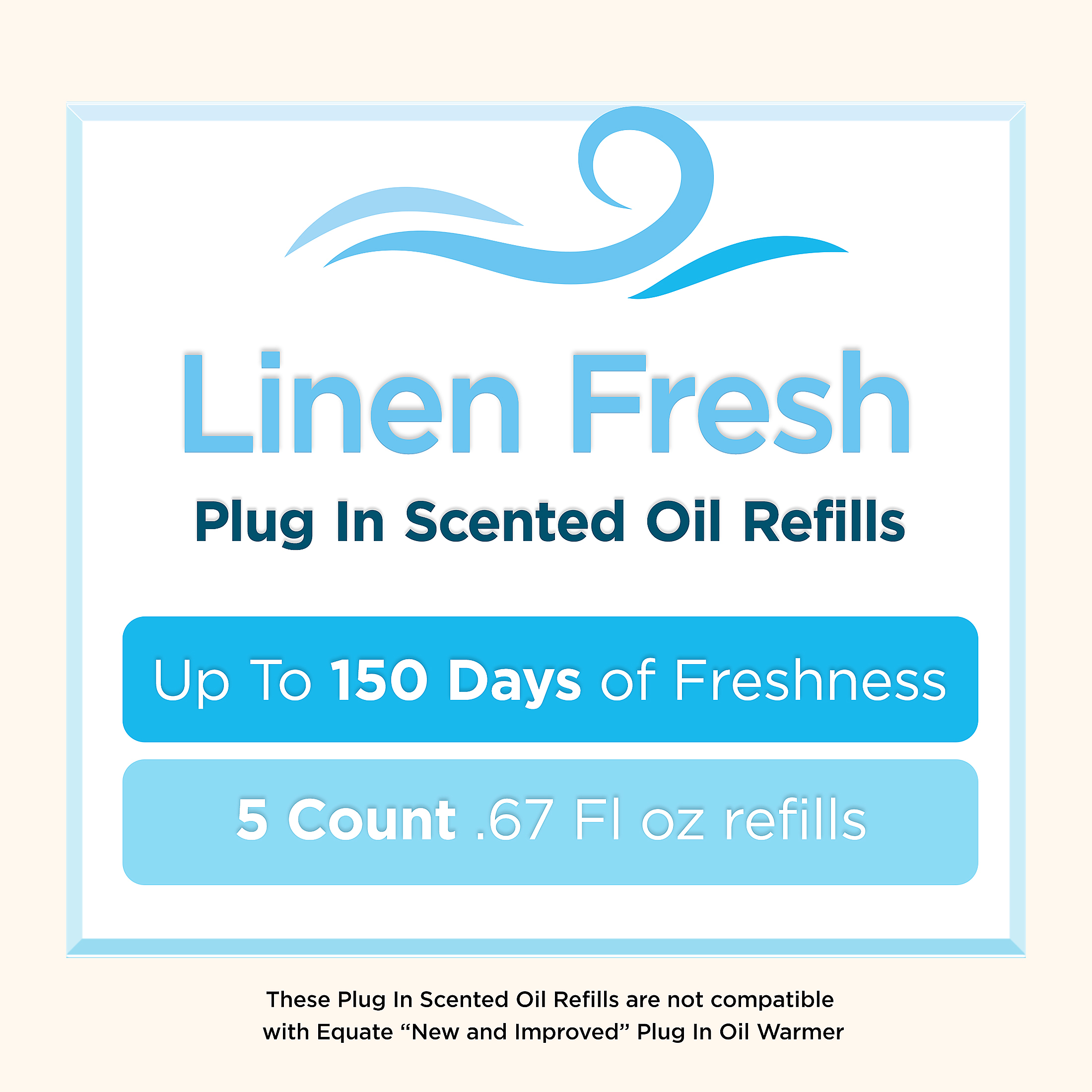 Great Value Linen Fresh Scented Oil Refills, 0.67 Fluid Ounce, 5 Count
