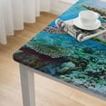 thumbnail image 5 of Awypu Sea Turtle Coastal Ocean Nautical Animal Underwater Marine Aqua Blue Square Tablecloth Washable for Home Kitchen Outdoor Decoration 100% Polyester Fiber 40*40, 5 of 8