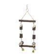 thumbnail image 1 of Wood Bird Swing Toy Interactive Bell Design Parrot Swing Perch Bird Cage Toy, 1 of 10