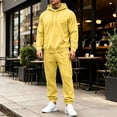 thumbnail image 6 of Rexolia Men's Drop Shoulder Pullover Hoodie and Jogger Set with Kangaroo Pocket Relaxed Yellow 2XL, 6 of 8