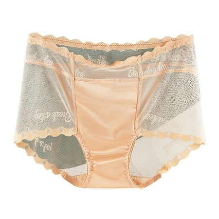 Bigersell Womens Underwear Cotton Clearance Womens Underwear Thong Bikini Panty Style P-1682 Spandex Shaping Panties Lace Thongs Ladies Briefs High Waist Women s Bikini Panties Beige XXL
