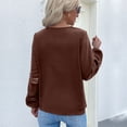 thumbnail image 5 of JSKUMAR Ladies Elegant Blouses Long Sleeve V Neck Dressy Tops Lace Patchwork Hollow Out Casual Loose Shirts Comfort Pullovers Coffee,XL, 5 of 5