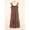 thumbnail image 6 of Women's Coffee Polka Dot Print Backless Maxi Dress – Ruffled Summer Style for Daily Wear, XL, 6 of 12