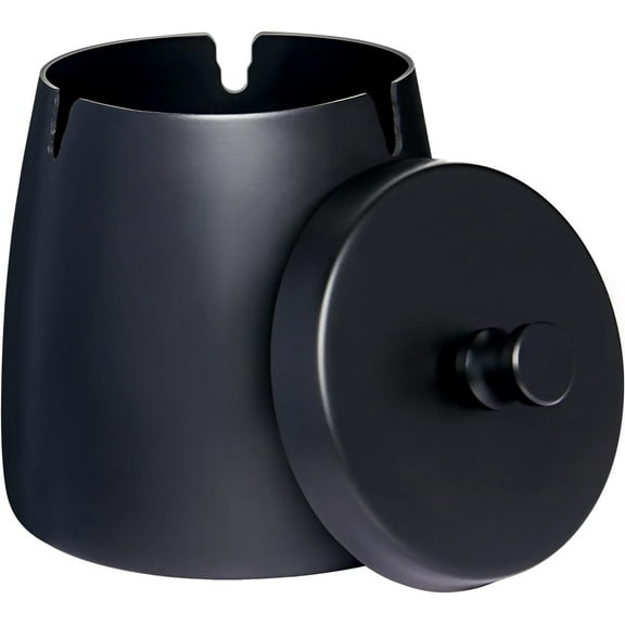 Smokeless Ashtray with Lid for Cigarettes Indoors,Large Ashtrays Windproof/Rainproof,Stainless Steel Cover Ashtray for Patio Outside Home Table Decor