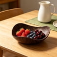 thumbnail image 4 of Fruit Tray, Imitation Wood Grain Plastic Decorative Serving Bowl for Kitchen Counter and Coffee Table, Curved Snack Catchall, 4 of 6