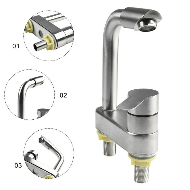 Robinet de Lavabo en Acier Inoxydable Robinet d'Évier Mitigeur Froid et Chaud