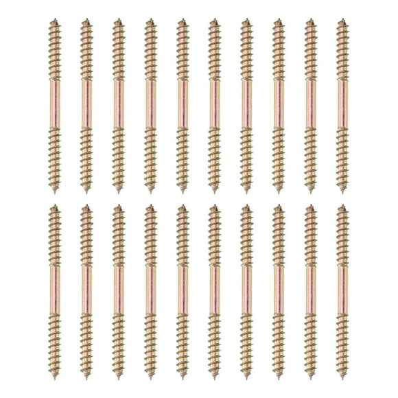 Uxcell 20 Pcs Tornillos de Doble Extremo, M5 x 65 mm Tornillos de Colgador de Acero al Carbono, Tornillos de Dowel Autoperforantes para Muebles de Unión de Madera, Color Zinc