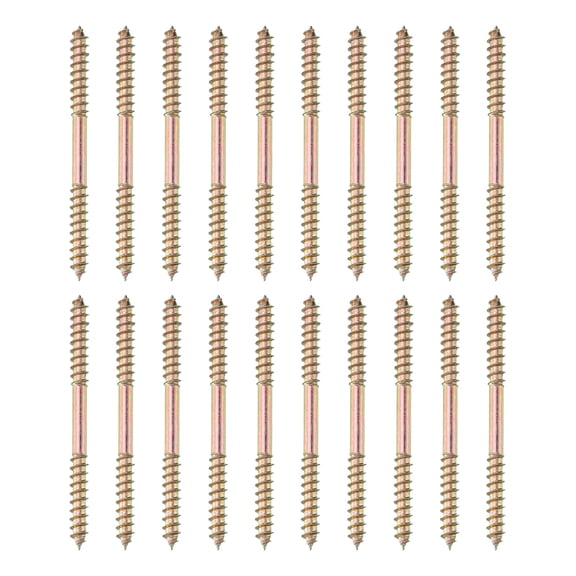 Uxcell 20 Pcs Double Ended Screws, M5 x 65 mm Carbon Steel Hanger Bolts, Self-Tapping Wood Dowel Screws for Wood Joint Furniture, Color Zinc