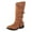 Brown, variant on Bmisegm Foreign Trade Autumn and Winter Women's Boots Belt Buckle Low Heel Round Head High Barrel Boots Shoes Boots for Women Red 7.5