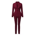 thumbnail image 4 of Women's 2-Piece Lapels Suit Set - Long Sleeve Jacket & Pants, Polyester - Autumn/Winter Office Business Formal, 4 of 6