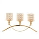 thumbnail image 2 of Candelabro de arco de 40 cm con cilindros de cristal | Diseño de puente de hierro de 3 niveles para bodas y decoración del hogar | Metal dorado y cuentas de cristal octogonales | Centro de mesa para, 2 of 6