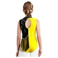 thumbnail image 6 of iiniim Kids Girls Shiny Rhinestone Gymnastics Leotard Figure Skating Bodysuit Performance Costume Yellow 8, 6 of 7