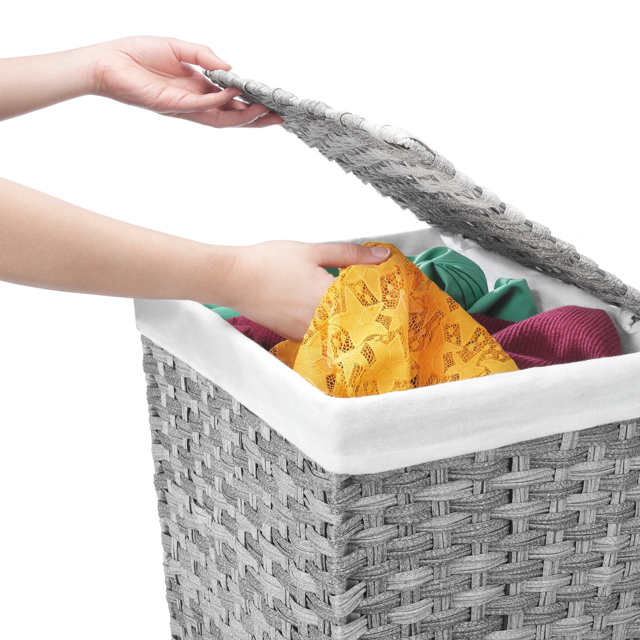 Whitmor Rattique® Laundry Hamper with Lid and Removable Liner - Grey