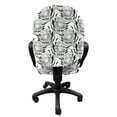 thumbnail image 3 of Floral Office Chair Slipcover, Monochrome Style Layout of Protea Flower Motifs, Protective Stretch Decorative Fabric Cover, Standard Size, Charcoal Grey and White, by Ambesonne, 3 of 5