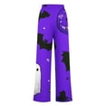 thumbnail image 3 of WXLWZYWL Halloween Pants for Women Plus Size Stretch Pants Casual Palazzo Sweatpants Bat Print Drawstring Wide Leg Pant Lounge Elastic Waist Sweatpant with Pockets, 3 of 4
